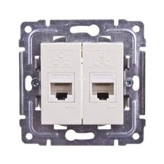 DANTE Gniazdo komputerowe podwójne 2xRJ45 kat.5e nieekranowane kremowe 450367