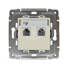 DANTE Gniazdo telefoniczne podwójne 2xRJ11 z etykietą kremowe 450364
