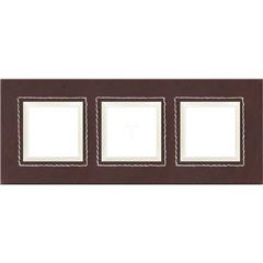 DANTE Ramka potrójna skórzana CHOCO 4522583