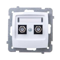 KARO Gniazdo antenowe podwójne typu F biały GPA-2SF/m/00