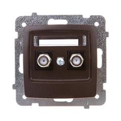 KARO Gniazdo antenowe podwójne typu F czekoladowy metalik GPA-2SF/m/40