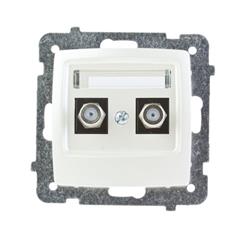 KARO Gniazdo antenowe podwójne typu F ecru perłowy GPA-2SF/m/42