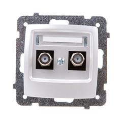 KARO Gniazdo antenowe podwójne typu F srebrny perłowy GPA-2SF/m/43