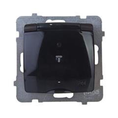 KARO Gniazdo pojedyńcze bryzgoszczelne z/u 16A IP-44 czekoladowy metalik GPH-1SZ/m/40/d