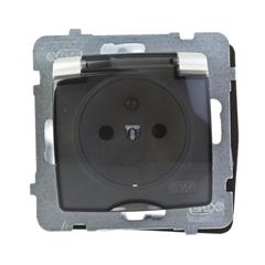 KARO Gniazdo pojedyńcze bryzgoszczelne z/u 16A IP-44 ecru perłowy GPH-1SZ/m/42/d