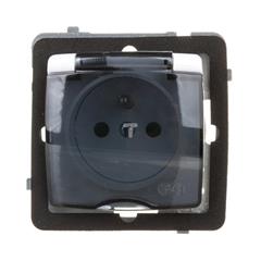 KARO Gniazdo pojedyńcze bryzgoszczelne z/u 16A IP-44 z przesłonami biały GPH-1SZP/m/00/d