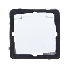 KARO Gniazdo pojedyńcze bryzgoszczelne z/u 16A IP-44 z przesłonami biały GPH-1SZP/m/00/w