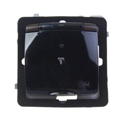 KARO Gniazdo pojedyńcze bryzgoszczelne z/u 16A IP-44 z przesłonami czekoladowy metalik GPH-1SZP/m/40/d