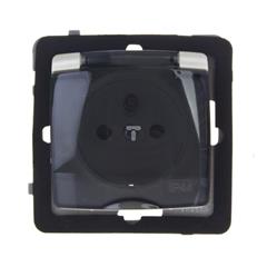 KARO Gniazdo pojedyńcze bryzgoszczelne z/u 16A IP-44 z przesłonami ecru perłowy GPH-1SZP/m/42/d