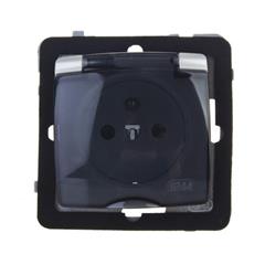 KARO Gniazdo bryzgoszczelne z/u IP-44 z przesłonami torów prądowych srebrny perłowy GPH-1SZP/m/43/d