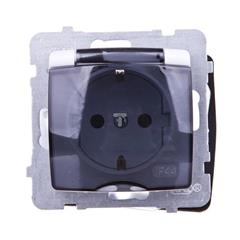 KARO Gniazdo hermetyczne z/u 16A schuko IP44 z klapką i przesłonami biały GPH-1SSP/m/00/d