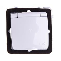 KARO Gniazdo hermetyczne z/u 16A SCHUKO IP44 z klapką i przesłonami biały GPH-1SSP/m/00/w