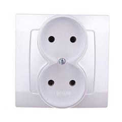 KARO Gniazdo podwójne b/u 16A srebrny perłowy GP-2S/43