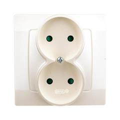 KARO Gniazdo podwójne b/u 16A z przesłonami ecru perłowy GP-2SP/42