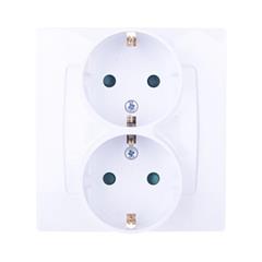 KARO Gniazdo podwójne z/u 16A schuko z przesłonami białe GP-2SSP/00