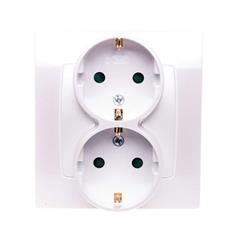 KARO Gniazdo podwójne z/u 16A schuko z przesłonami srebrny perłowy GP-2SSP/43