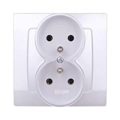 KARO Gniazdo podwójne z/u 16A srebrny perłowy GP-2SZ/43