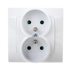 KARO Gniazdo podwójne z/u 16A z przesłonami białe GP-2SZP/00