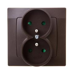 KARO Gniazdo podwójne z/u 16A z przesłonami czekoladowy metalik GP-2SZP/40