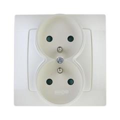 KARO Gniazdo podwójne z/u 16A z przesłonami ecru perłowy GP-2SZP/42