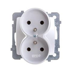 KARO Gniazdo podwójne z/u 16A srebrny perłowy GP-2SRZ/m/43