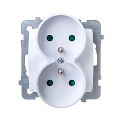 KARO Gniazdo podwójne z/u 16A z przesłonami białe GP-2SRZP/m/00