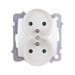 KARO Gniazdo podwójne z/u 16A z przesłonami ecru perłowy GP-2SRZP/m/42