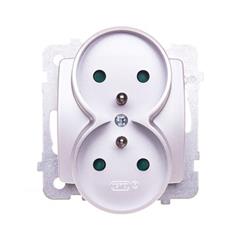 KARO Gniazdo podwójne z/u 16A z przesłonami srebrny perłowy GP-2SRZP/m/43