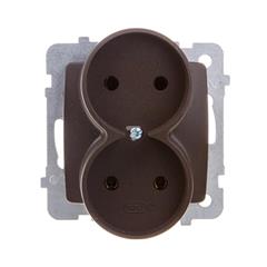 KARO Gniazdo podwójne b/u 16A do montażu w ramki czekoladowy metalik GP-2SR/m/40