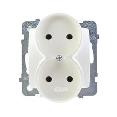KARO Gniazdo podwójne b/u 16A ecru perłowy GP-2SR/m/42