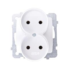 KARO Gniazdo podwójne b/u do montażu w ramki srebrny perłowy GP-2SR/m/43