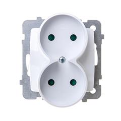 KARO Gniazdo podwójne b/u 16A z przesłonami białe GP-2SRP/m/00