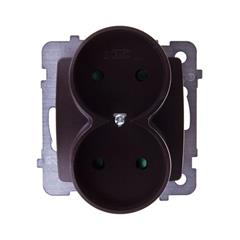 KARO Gniazdo podwójne b/u 16A z przesłonami czekoladowy metalik GP-2SRP/m/40