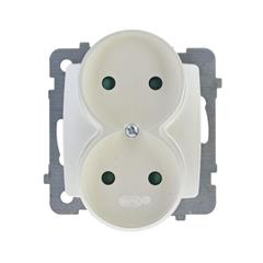 KARO Gniazdo podwójne b/u 16A z przesłonami ecru perłowy GP-2SRP/m/42