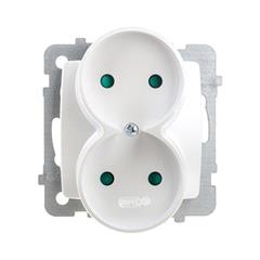 KARO Gniazdo podwójne b/u 16A z przesłonami srebrny perłowy GP-2SRP/m/43