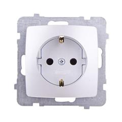 KARO Gniazdo pojedyncze z/u 16A schuko srebrny perłowy GP-1SS/m/43