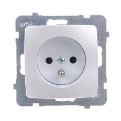 KARO Gniazdo pojedyncze z/u 16A srebrny perłowy GP-1SZ/m/43