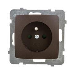 KARO Gniazdo pojedyncze z/u 16A z przesłonami czekoladowy metalik GP-1SZP/m/40