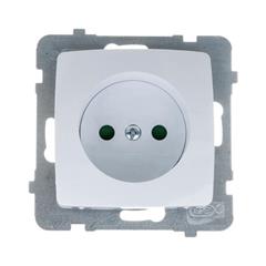 KARO Gniazdo pojedyncze b/u 16A z przesłonami torów prądowych biały GP-1SP/m/00