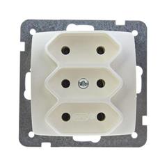 KARO Gniazdo potrójne b/u 2,5A EURO ecru perłowy GP-3S/m/42
