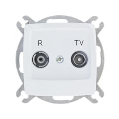 KARO Gniazdo antenowe RTV przelotowe ZAP-10-dB białe GPA-10SP/m/00