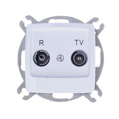 KARO Gniazdo antenowe RTV przelotowe ZAP-16-dB biały GPA-16SP/m/00