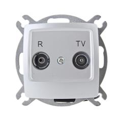 KARO Gniazdo antenowe RTV przelotowe ZAP-16-dB srebrny perłowy GPA-16SP/m/43