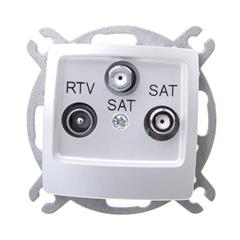 KARO Gniazdo antenowe RTV-SAT-SAT srebrny perłowy GPA-S2S/m/43
