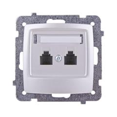 KARO Gniazdo telefoniczne podwójne niezależne srebrny perłowy GPT-2SN/m/43