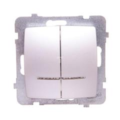 KARO Łącznik dwugrupowy świecznikowy z podświetleniem niebieskim srebrny perłowy ŁP-2SS/m/43