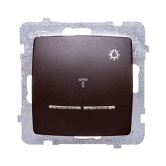 KARO Łącznik zwierny światło z podświetleniem niebieskim czekoladowy metalik ŁP-5SS/m/40