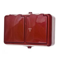 HYDRO LINE Gniazdo hermetyczne podwójne z/u 16A IP44 z klapką pełną klinkier 122236