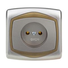 TON Gniazdo pojedyncze b/u 16A satyna + złoto GP-1C/16/20