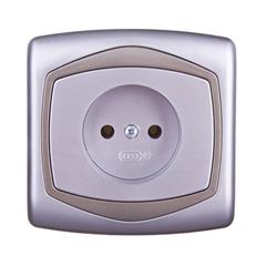 TON Gniazdo pojedyncze b/u 16A srebro + satyna GP-1C/18/16